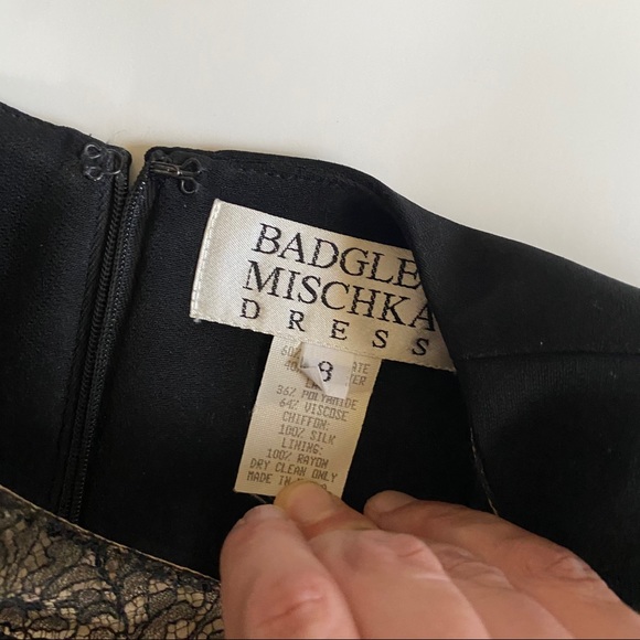 Badgley Mischka Black Long Sleeve w/Lace Detail -8. Fits more like a 6. - Picture 6 of 7